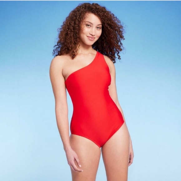 NEW Kona Sol's Red One Shoulder One-piece Swimsuit - Picture 1 of 4